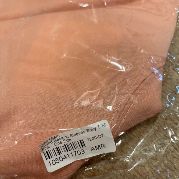 NWT Boxy 3/4 Sleeves Tee Shirt  Pink - Picture 11 of 14